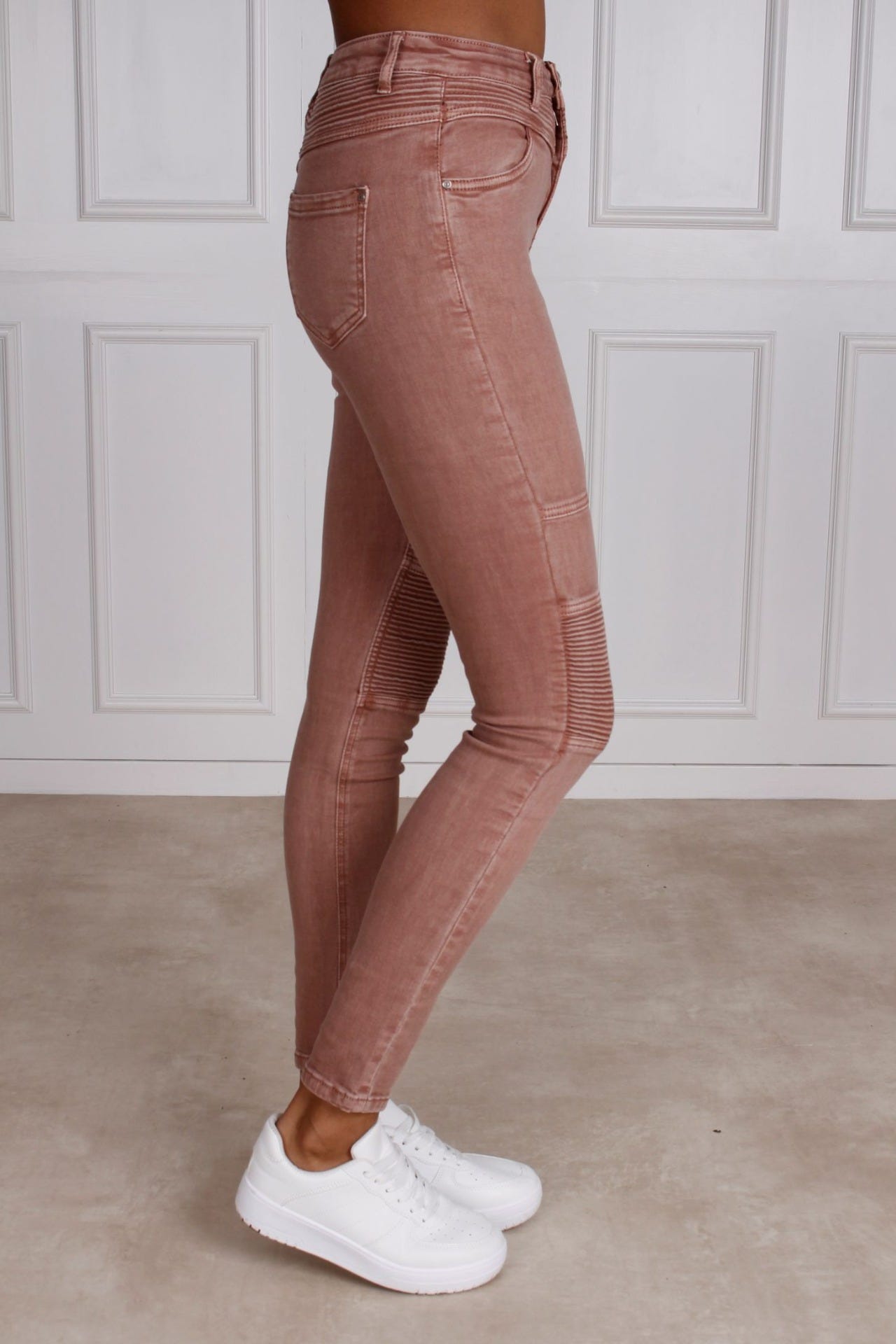 Biker jeans, rosa