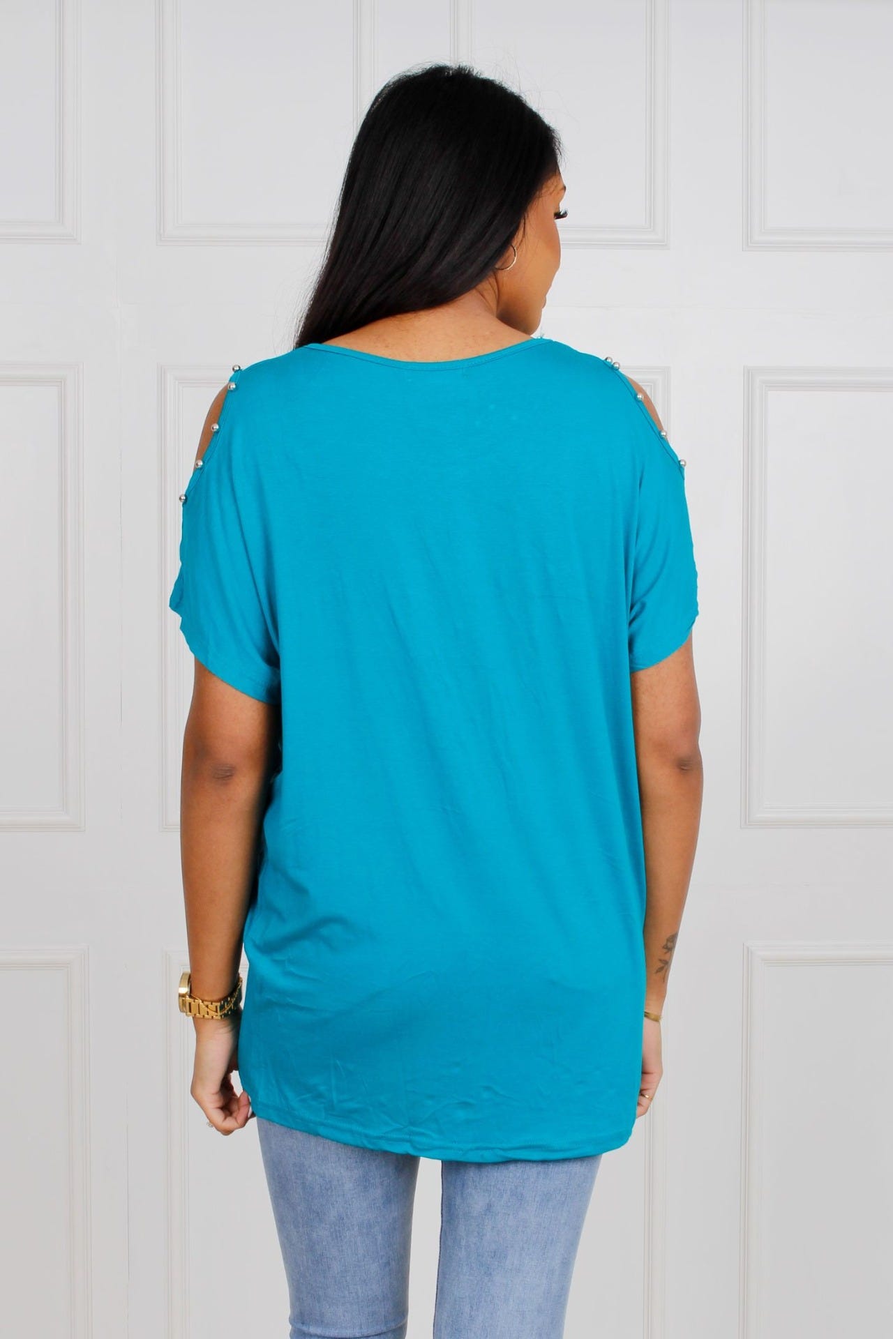 T-shirt m. stjerneprint, aqua