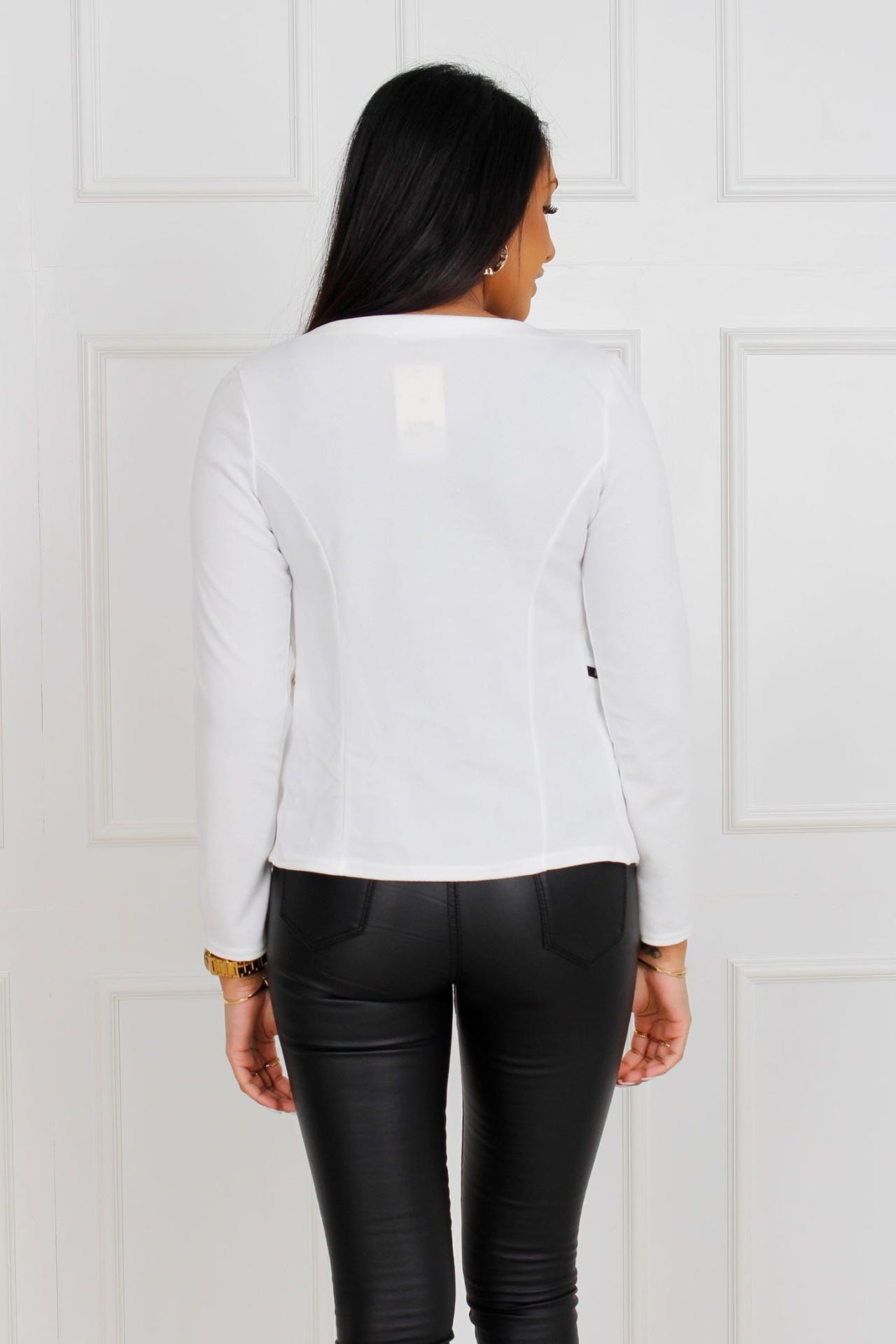 Kort blazer med lynlåse, Creme