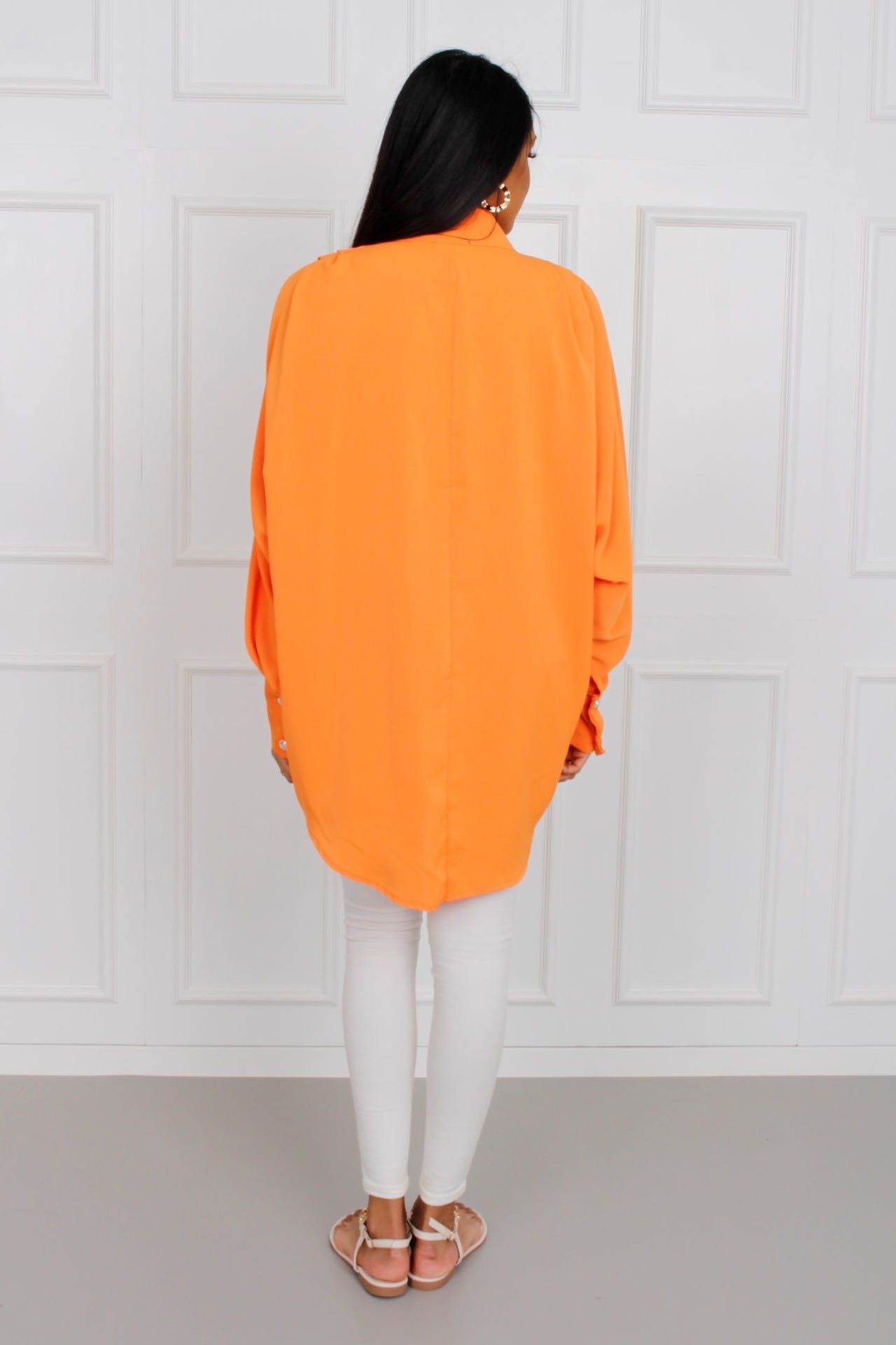 Oversize skjorta m. knappar, Orange