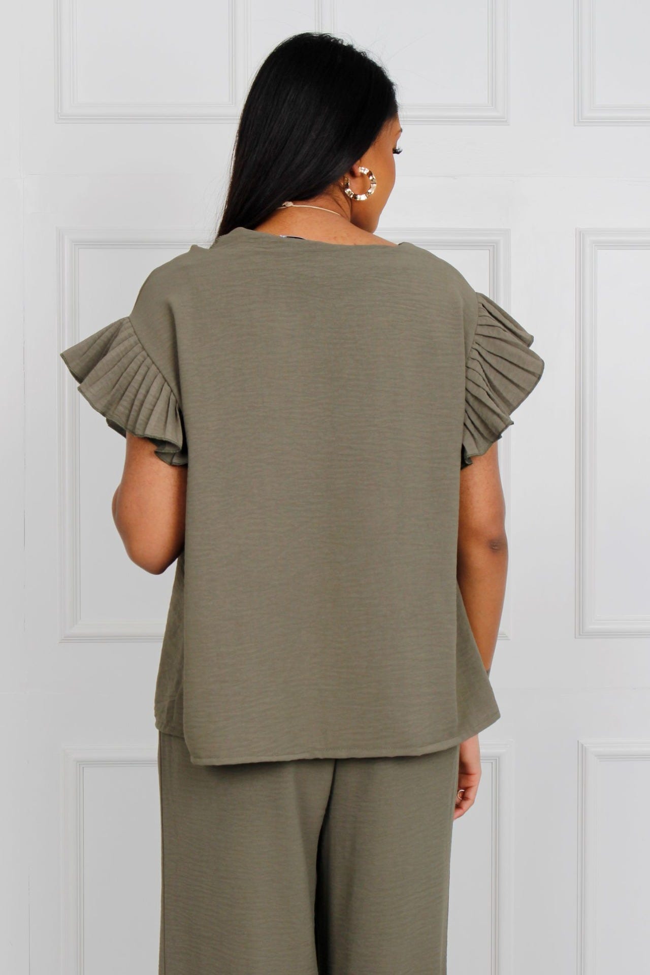 Top m. halsband, Khaki