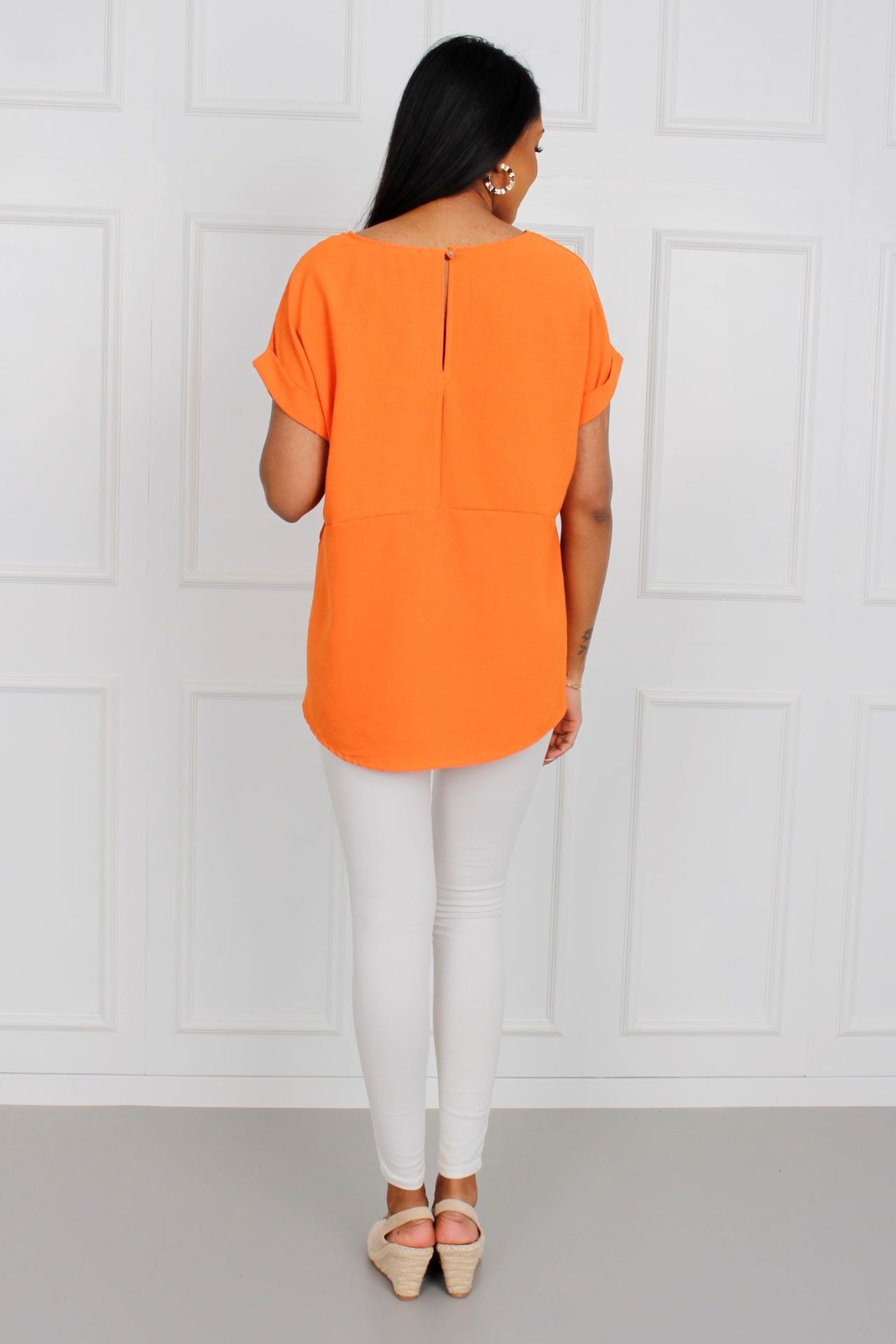 T-shirt m. ficka, Orange