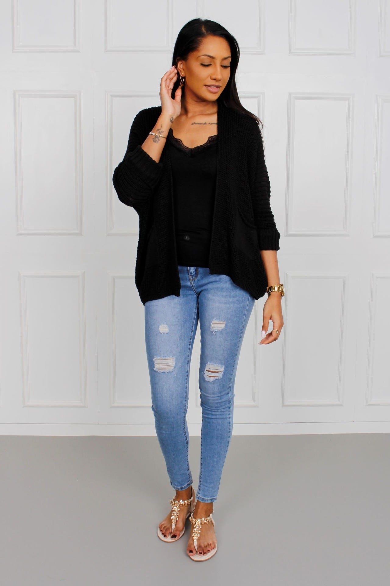 Lös cardigan, Svart