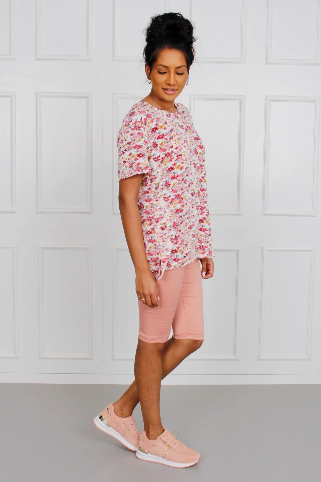  Mjuk blommig t-shirt, Rosa