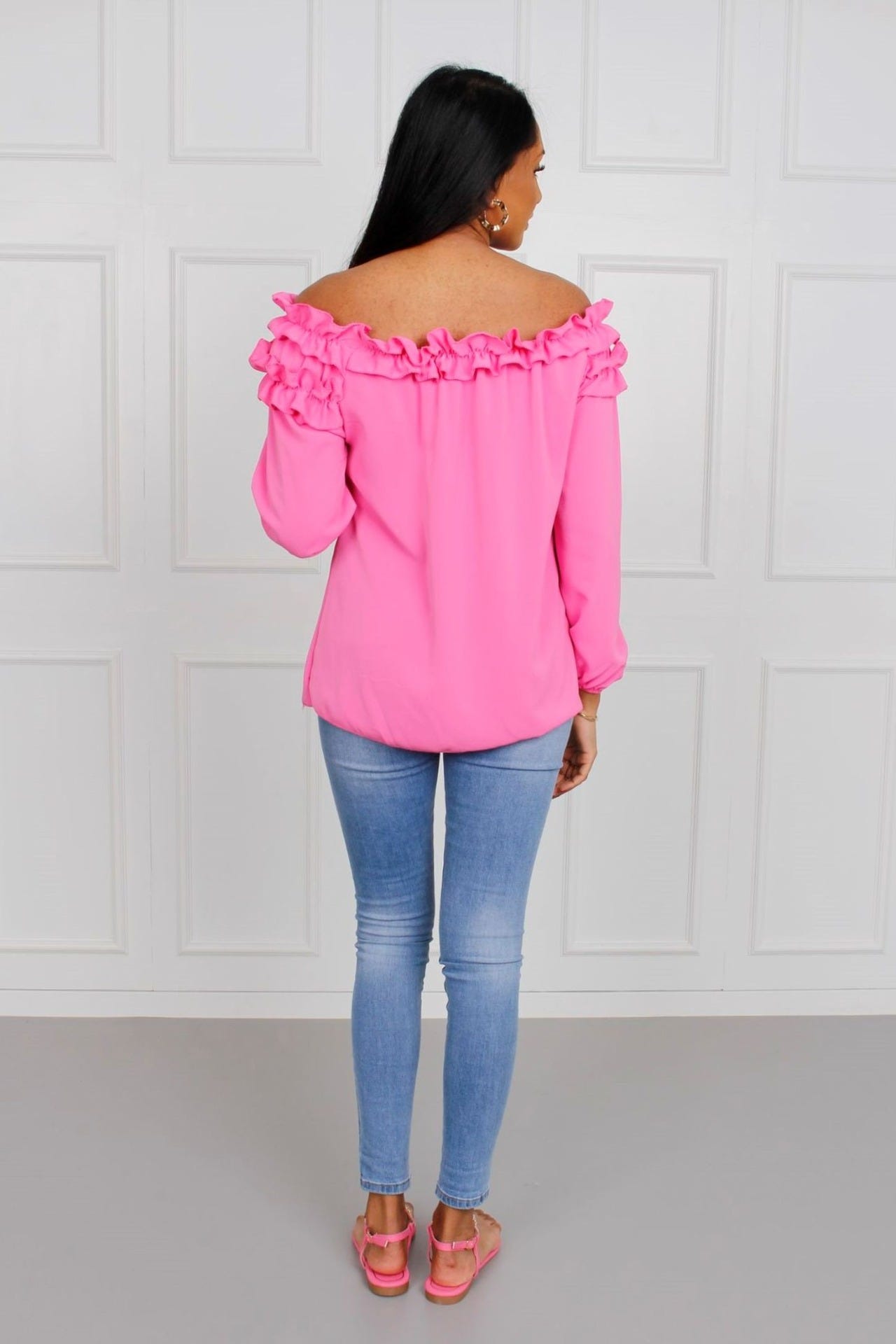  Blus m. volangkant, Rosa