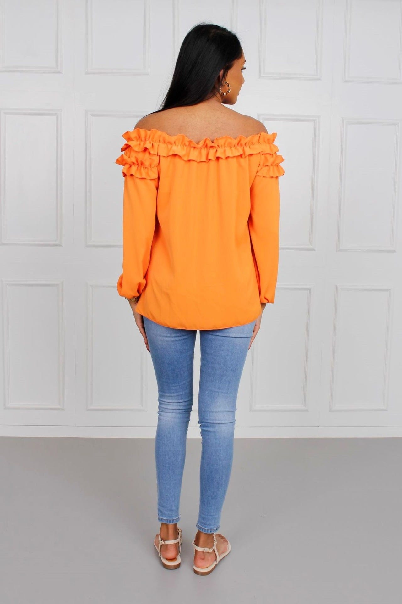 Blus m. volangkant, Orange