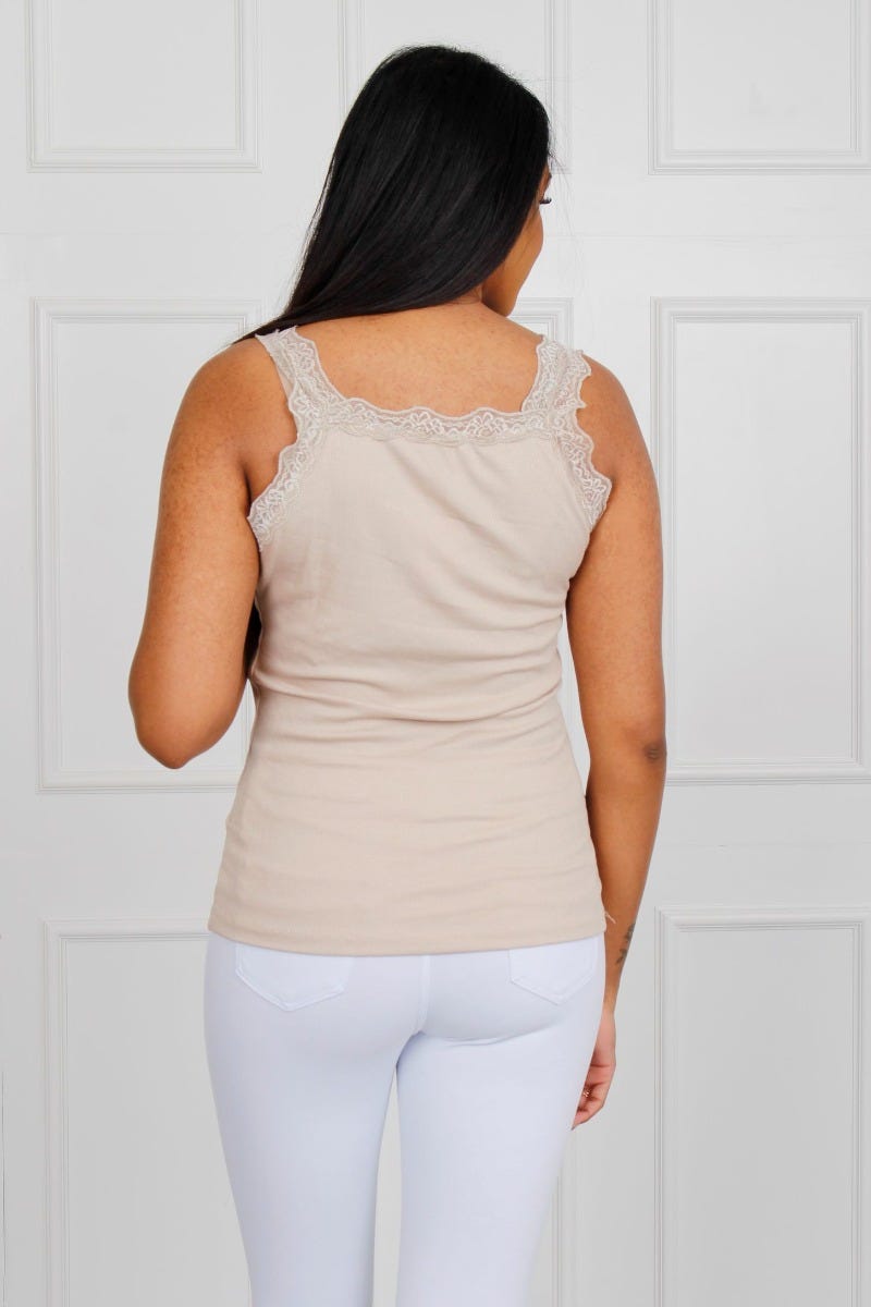 Stephanie kort top, Beige 