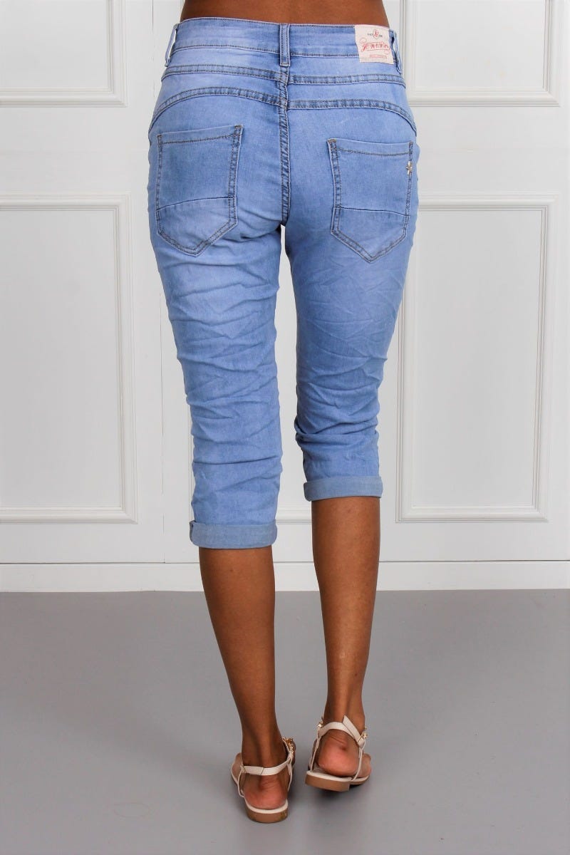 3/4 Jeans m. blixtlås