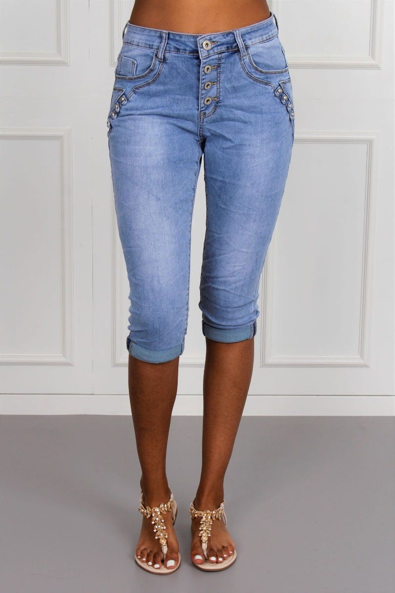 3/4 Jeans m. knappar