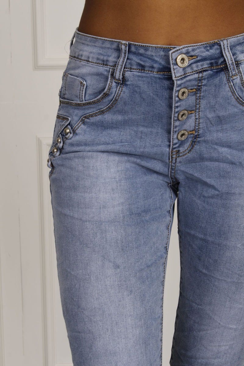 3/4 Jeans m. knappar