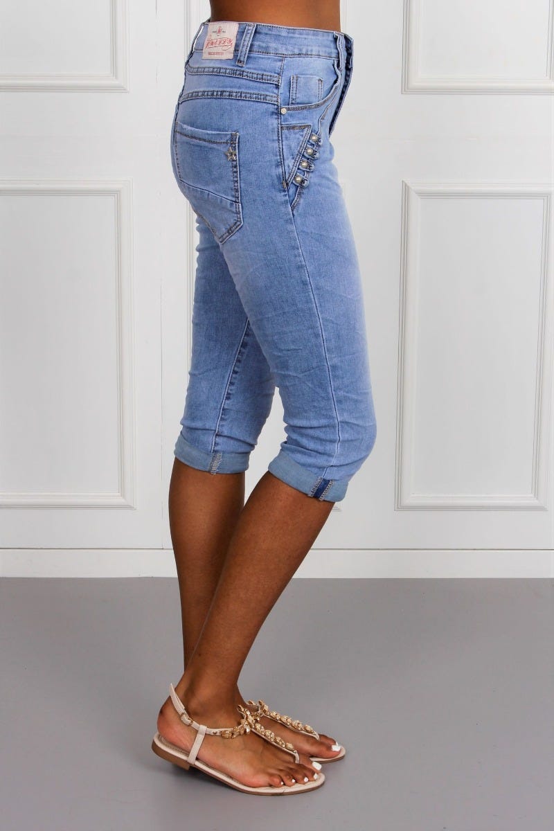 3/4 Jeans m. knappar