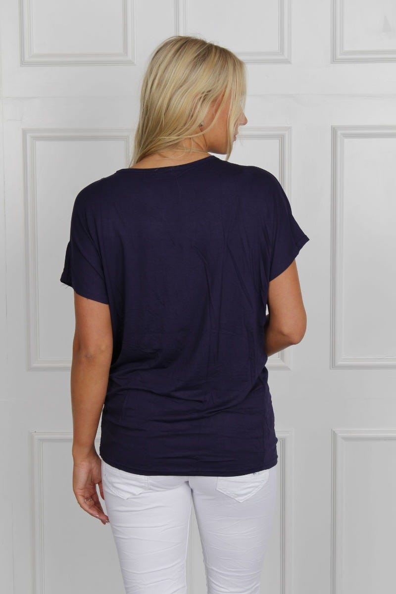 T-shirt m. ugglemotiv, Navy