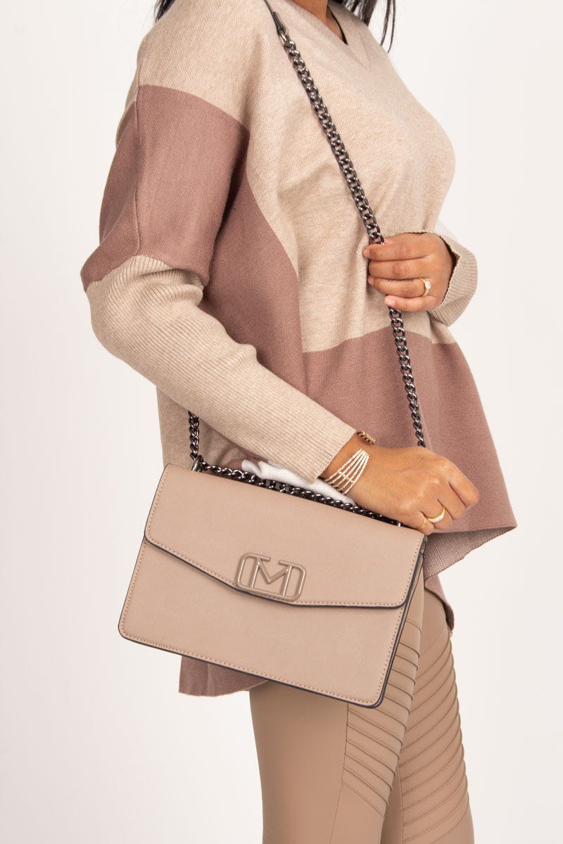 Crossbody m. kæderem Taupe