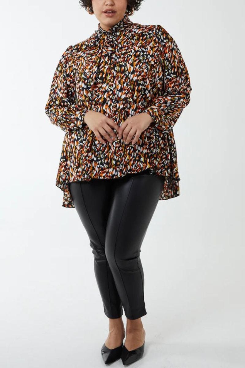 Blus m. rosett, Orange       