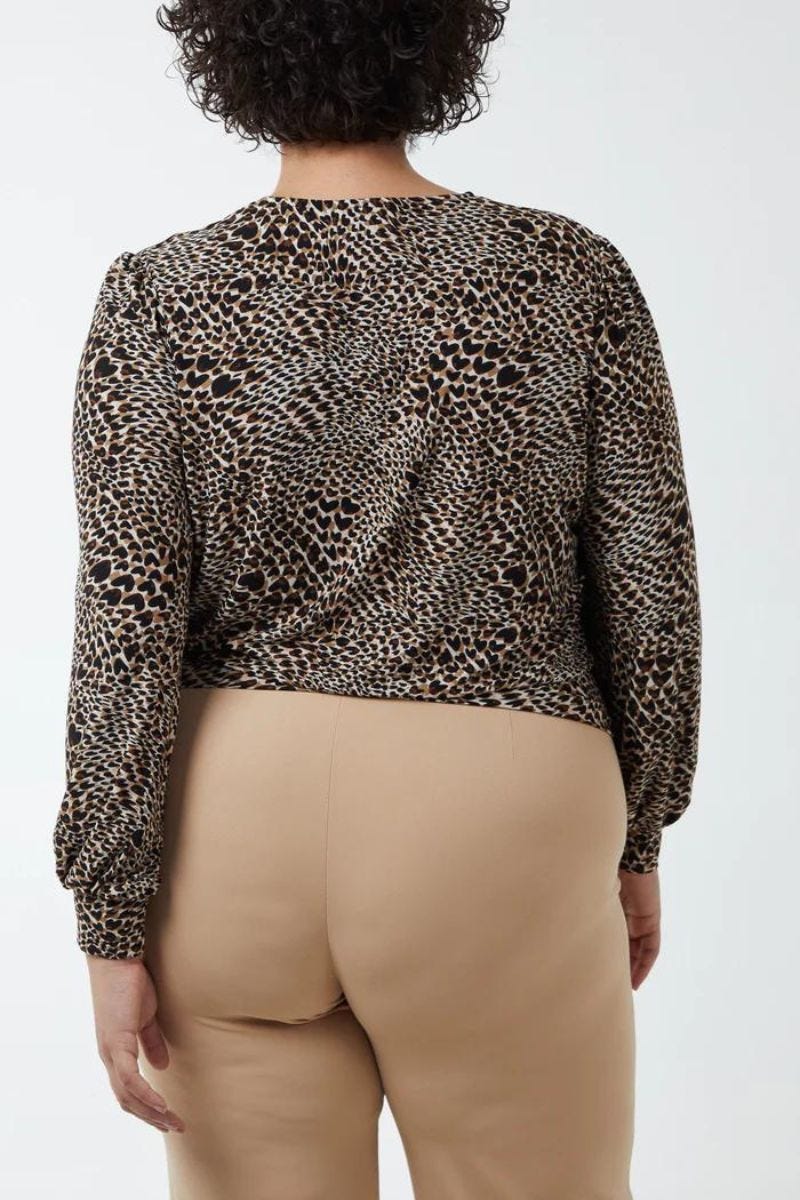 Blus m. leopardprint, Brun  