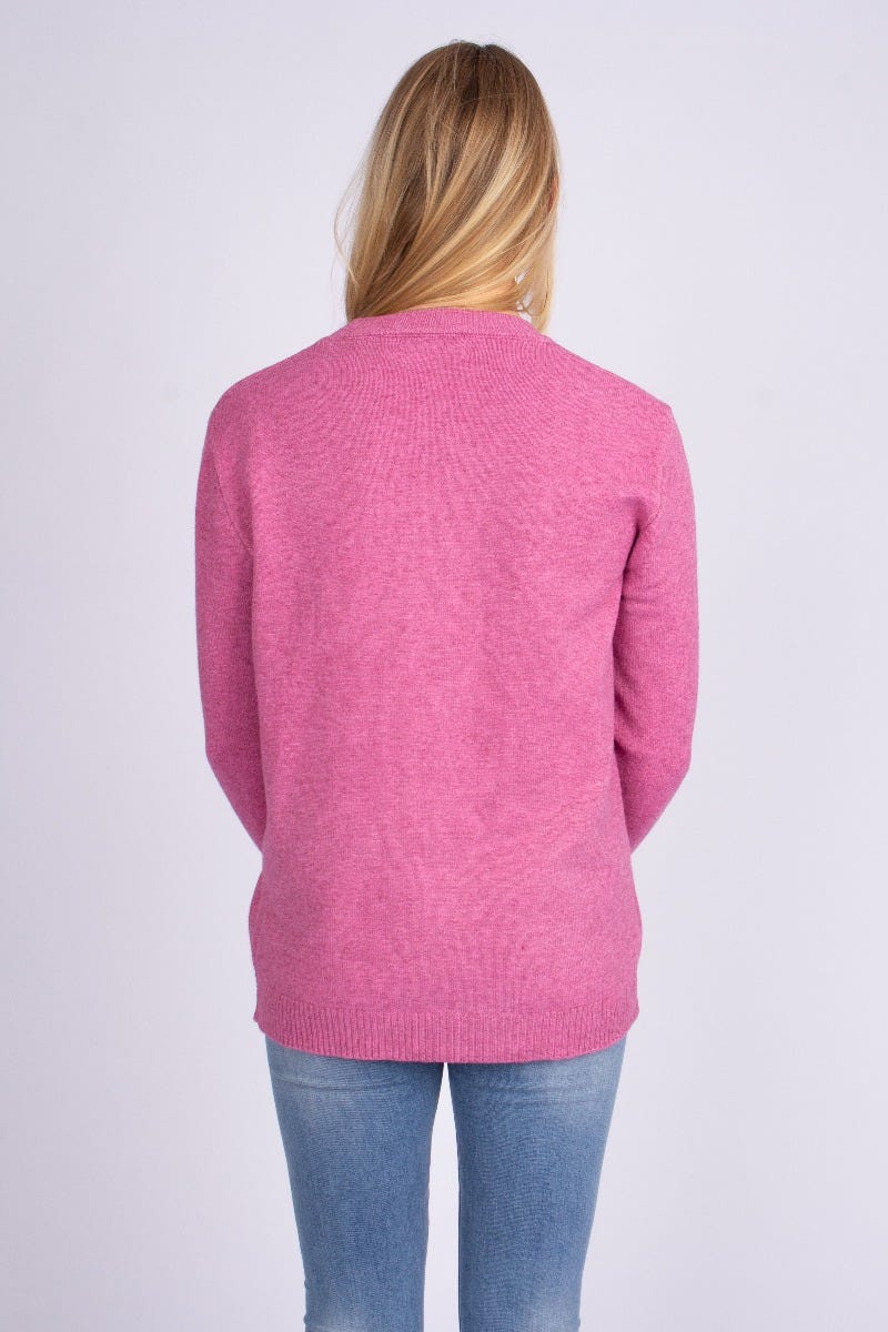 Strikbluse m. lommer Rosa