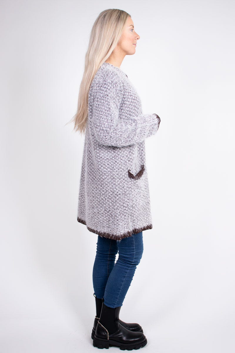  Stickad cardigan, Brun