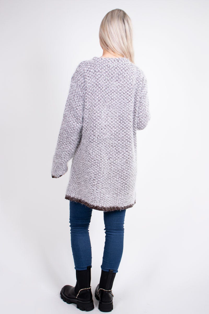  Stickad cardigan, Brun