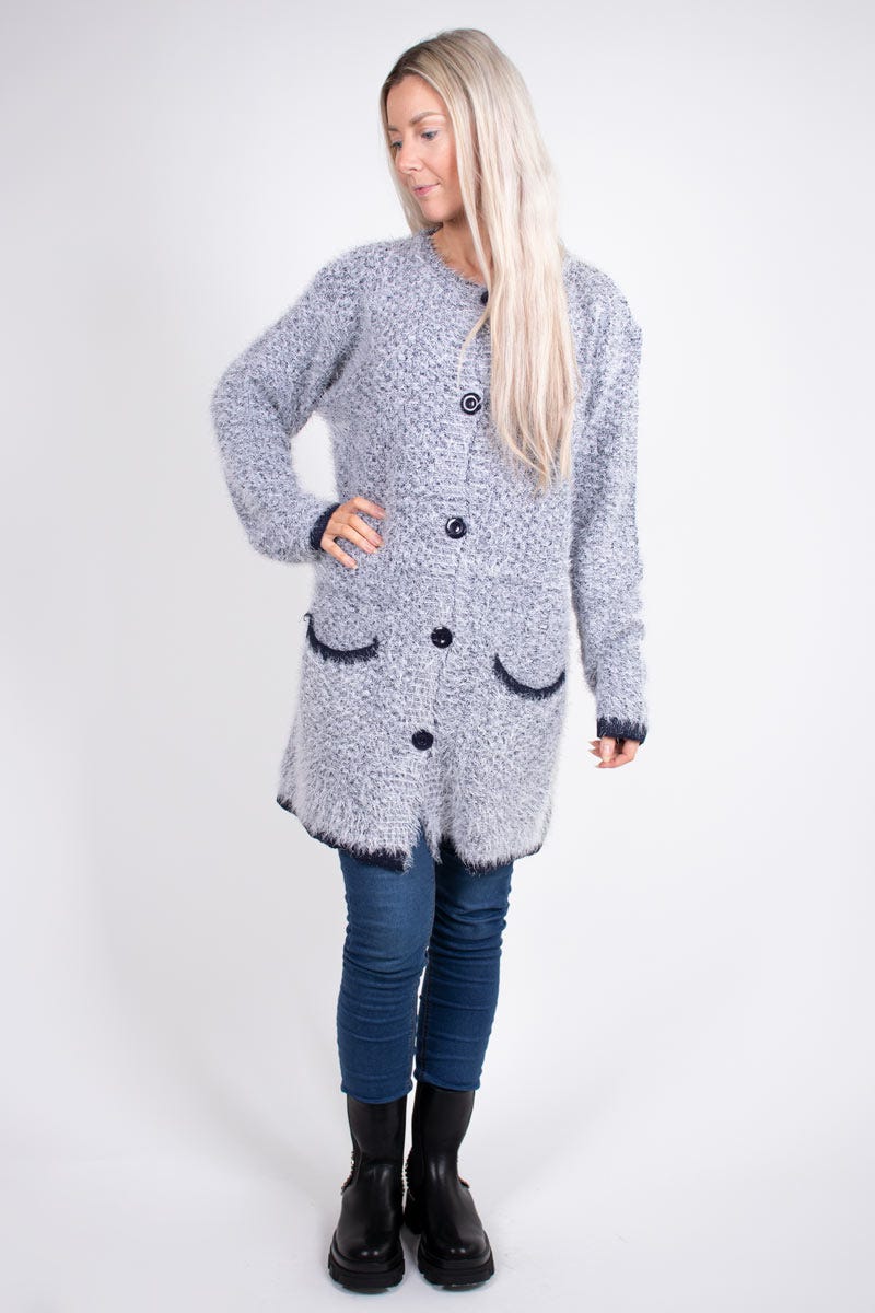 Stickad cardigan, Navy