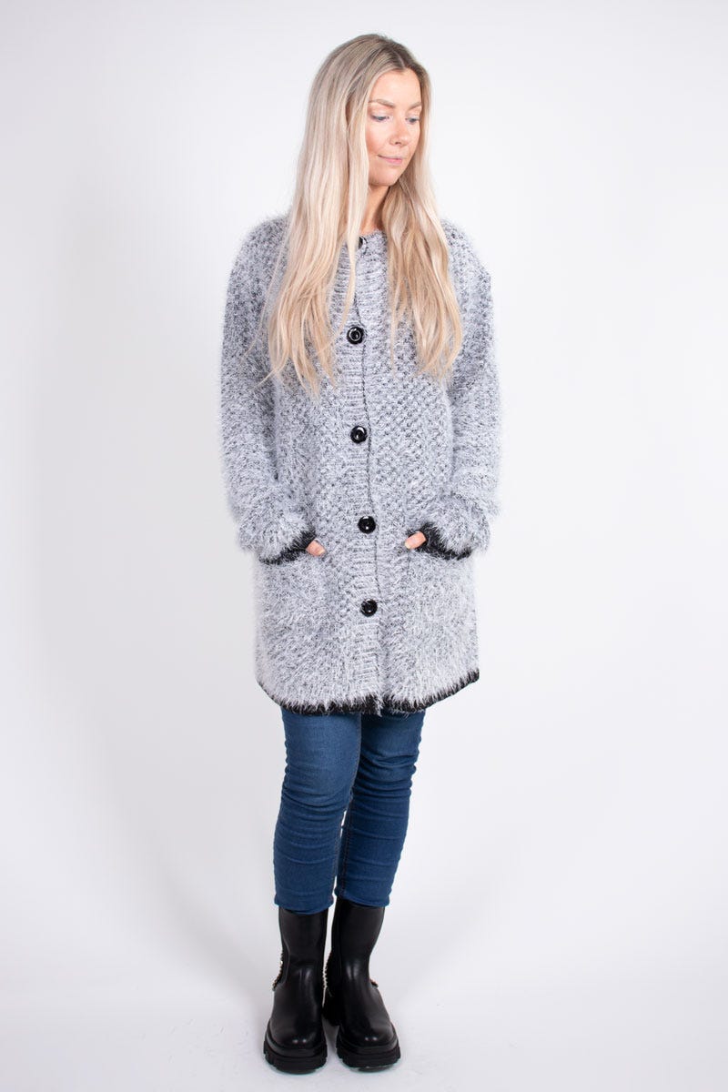 Stickad cardigan, Svart