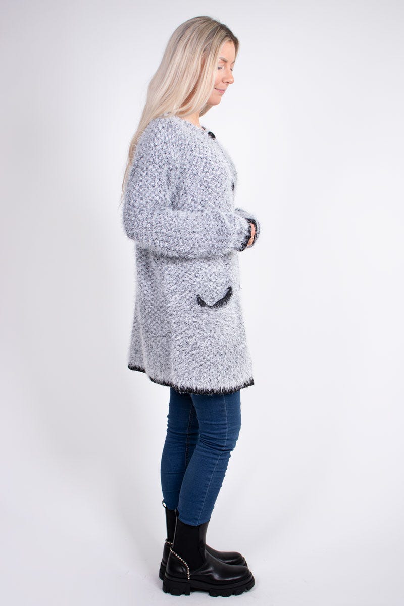 Stickad cardigan, Svart