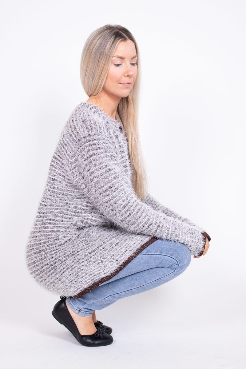 Stickad cardigan, Brun