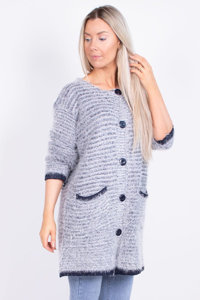 Stickad cardigan, Navy