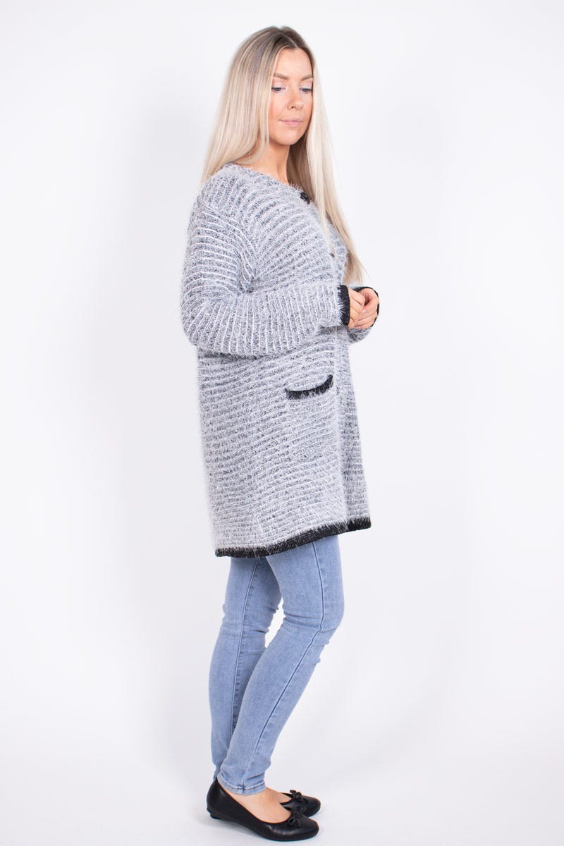 Stickad cardigan, Svart