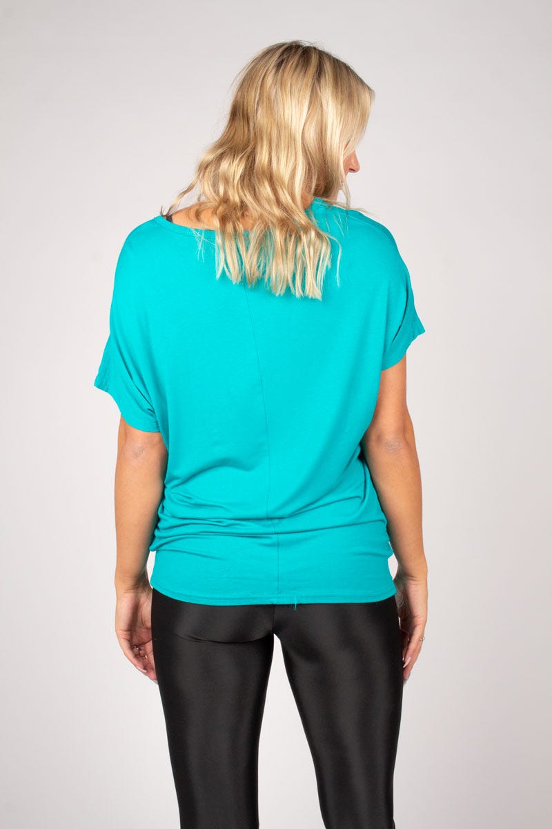 T-shirt m. leopard, Aqua