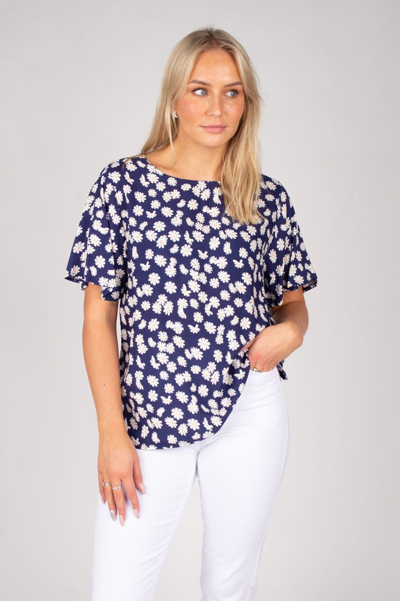 Blus m. margeriter, Navy