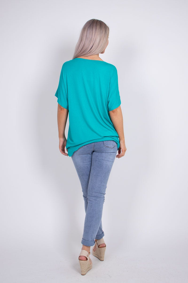 T-shirt m. ugglemotiv, Aqua