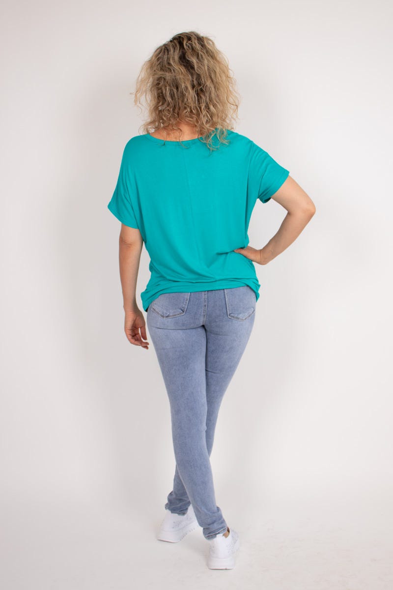 T-shirt m. ugglemotiv, Aqua