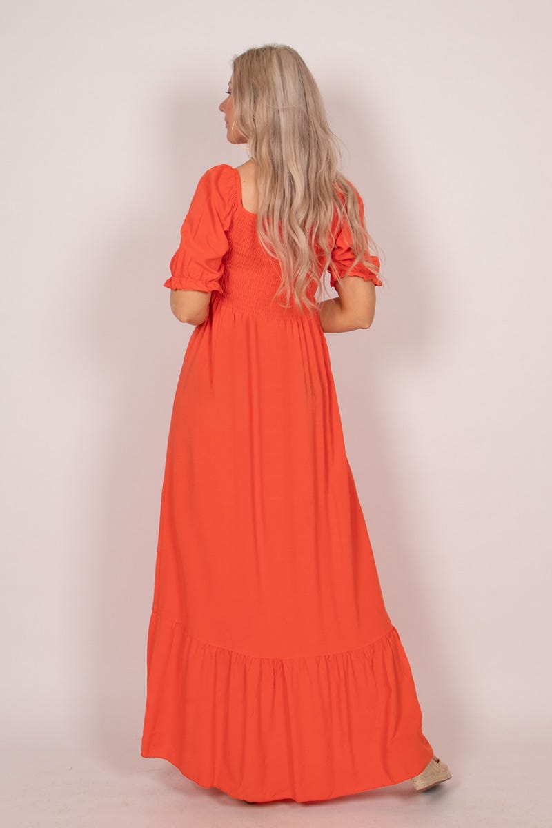 Lang kjole m. smock Orange