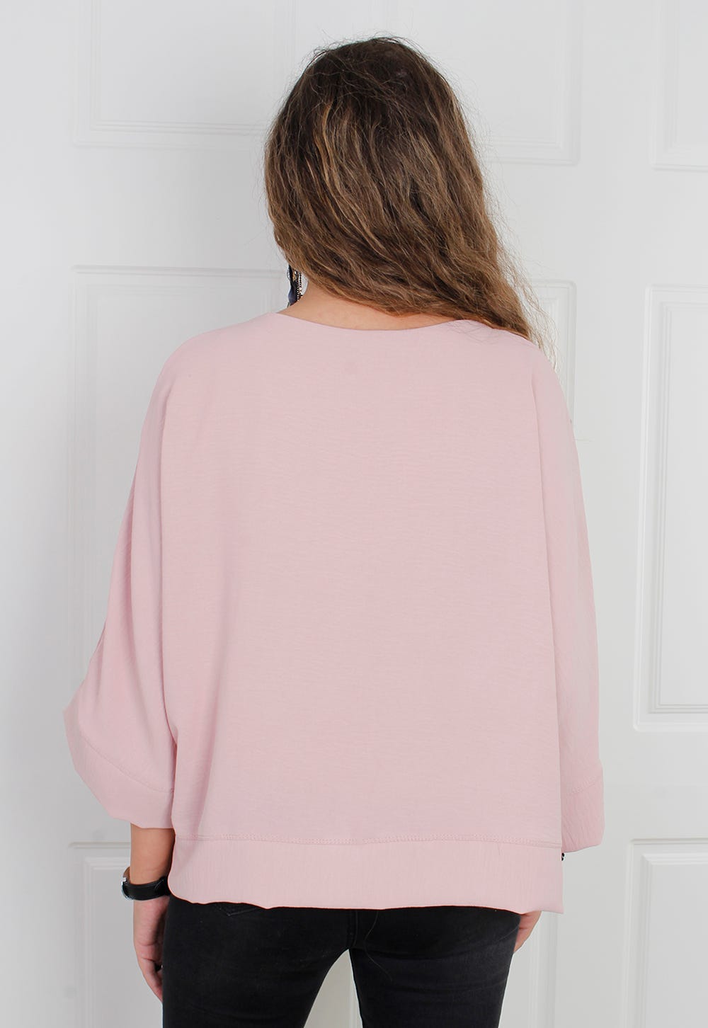 Blus m. breda ärmar, Rosa