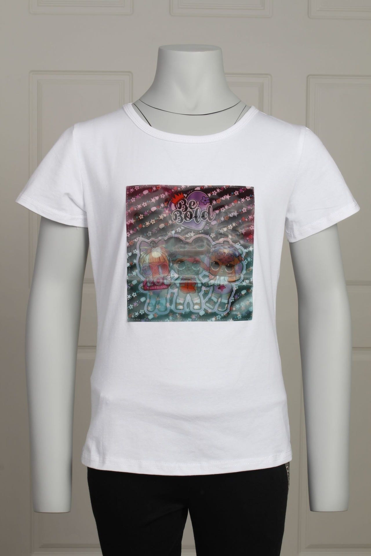 Hologram t-shirt m. dockor, Vit