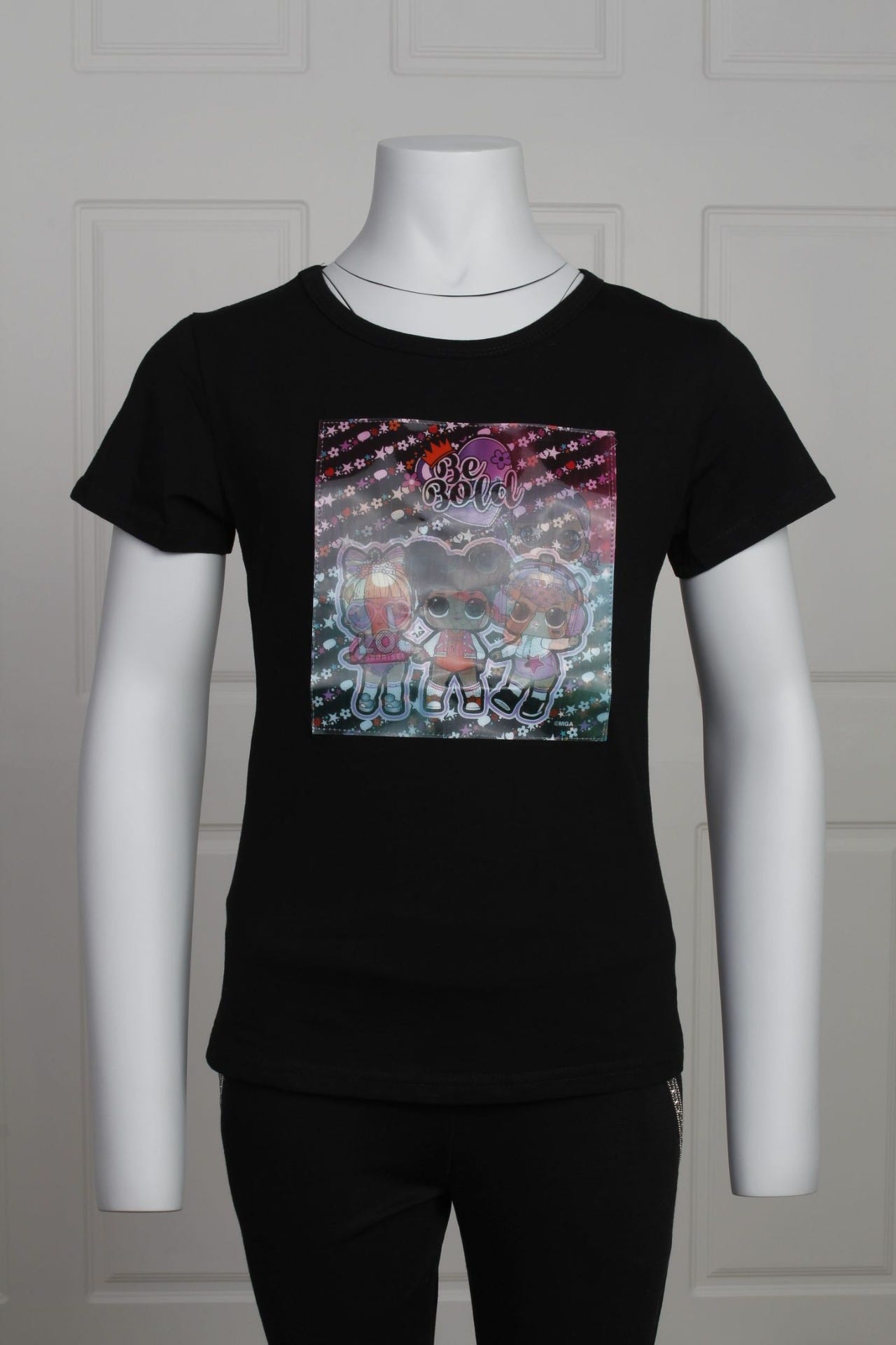 Hologram t-shirt m. dockor, Svart