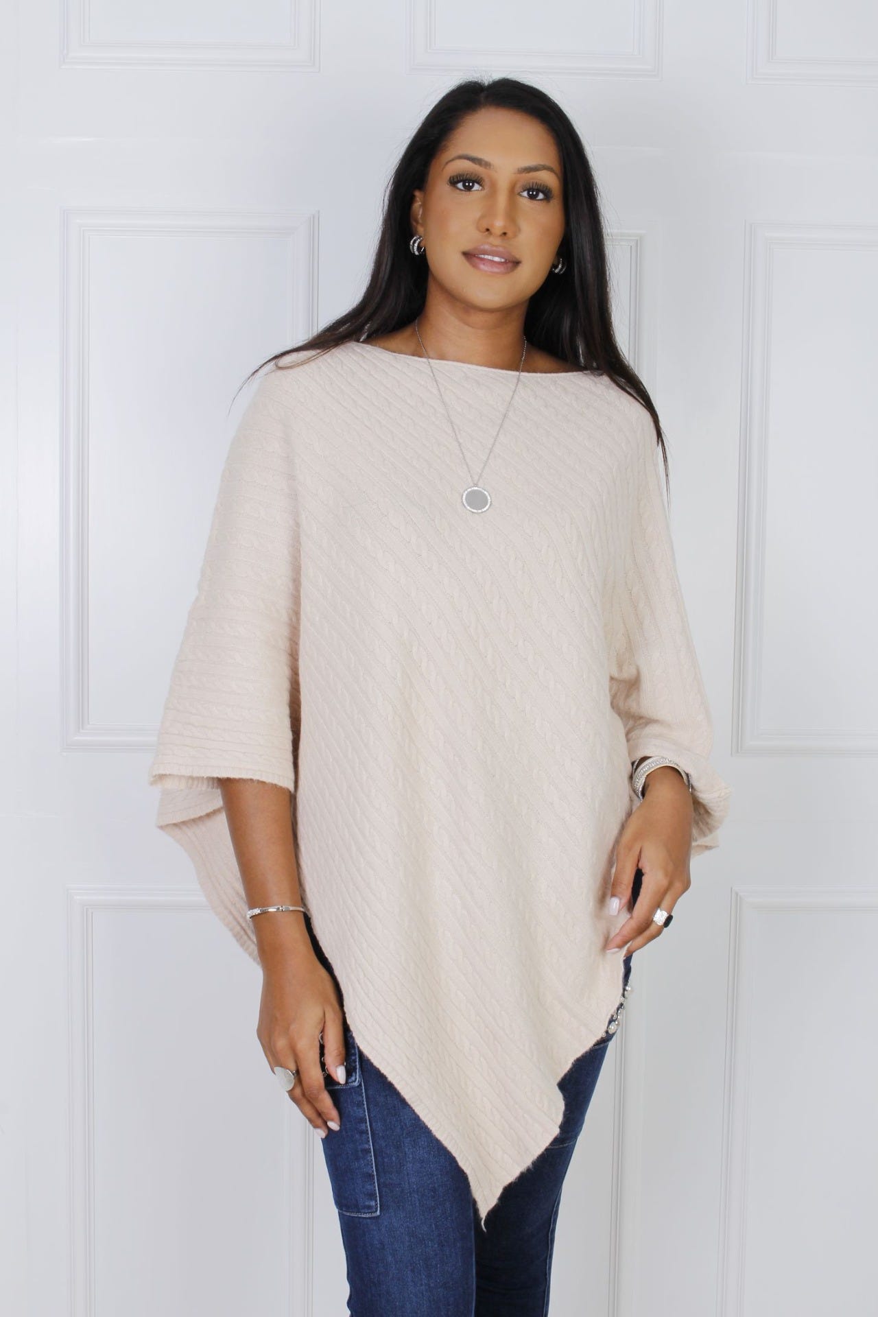 Strik poncho, beige