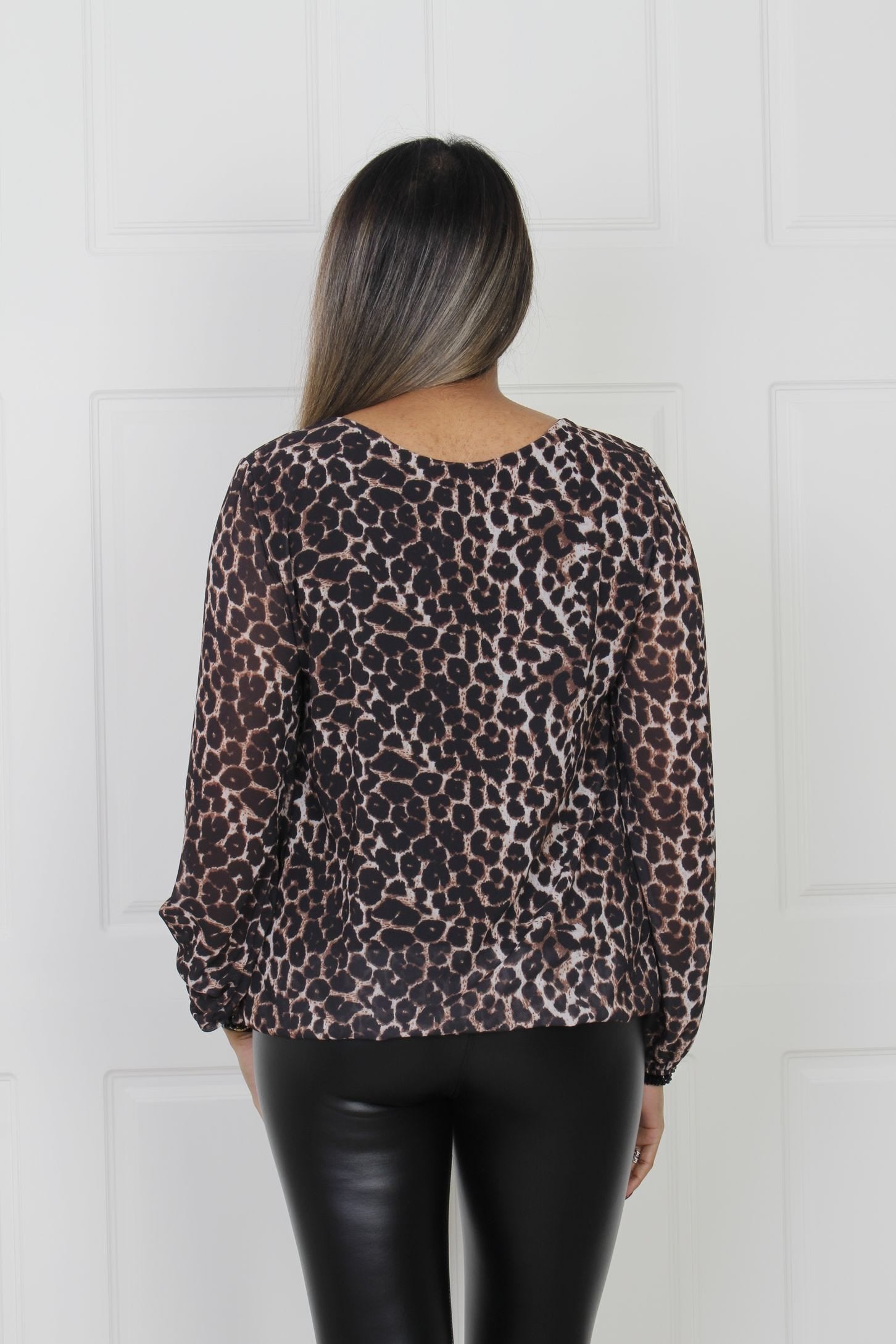 Blus m. dubbla veck, Leopard