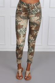 Jeans m. jungle print