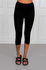 3/4-leggings m. spetskant, Svart