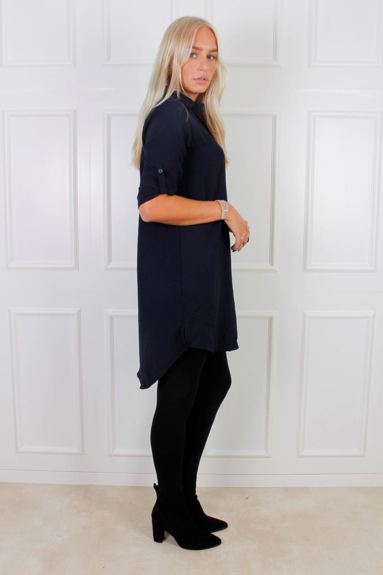 Oversized tunika m. krage, Navy