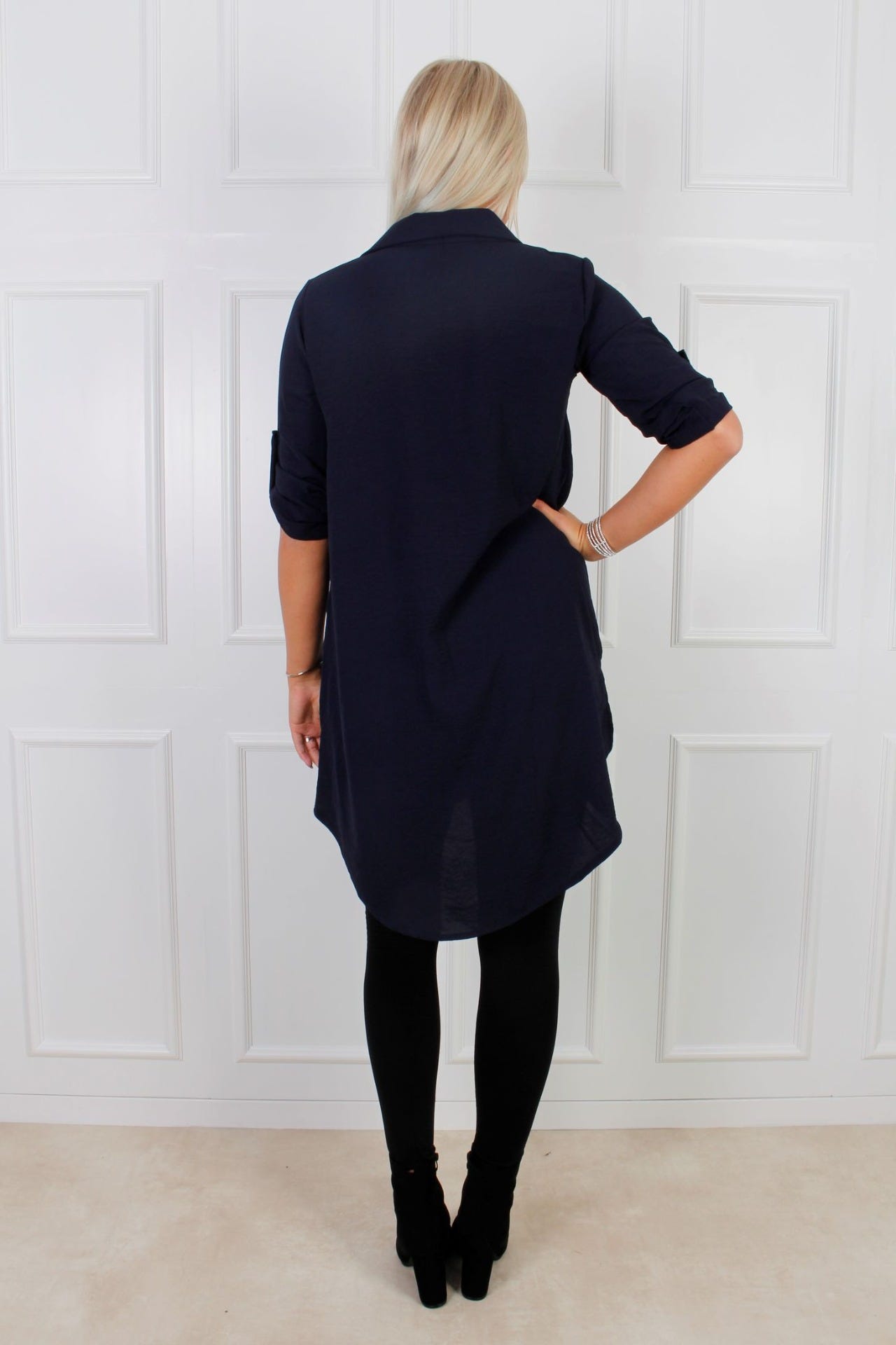 Oversized tunika m. krage, Navy