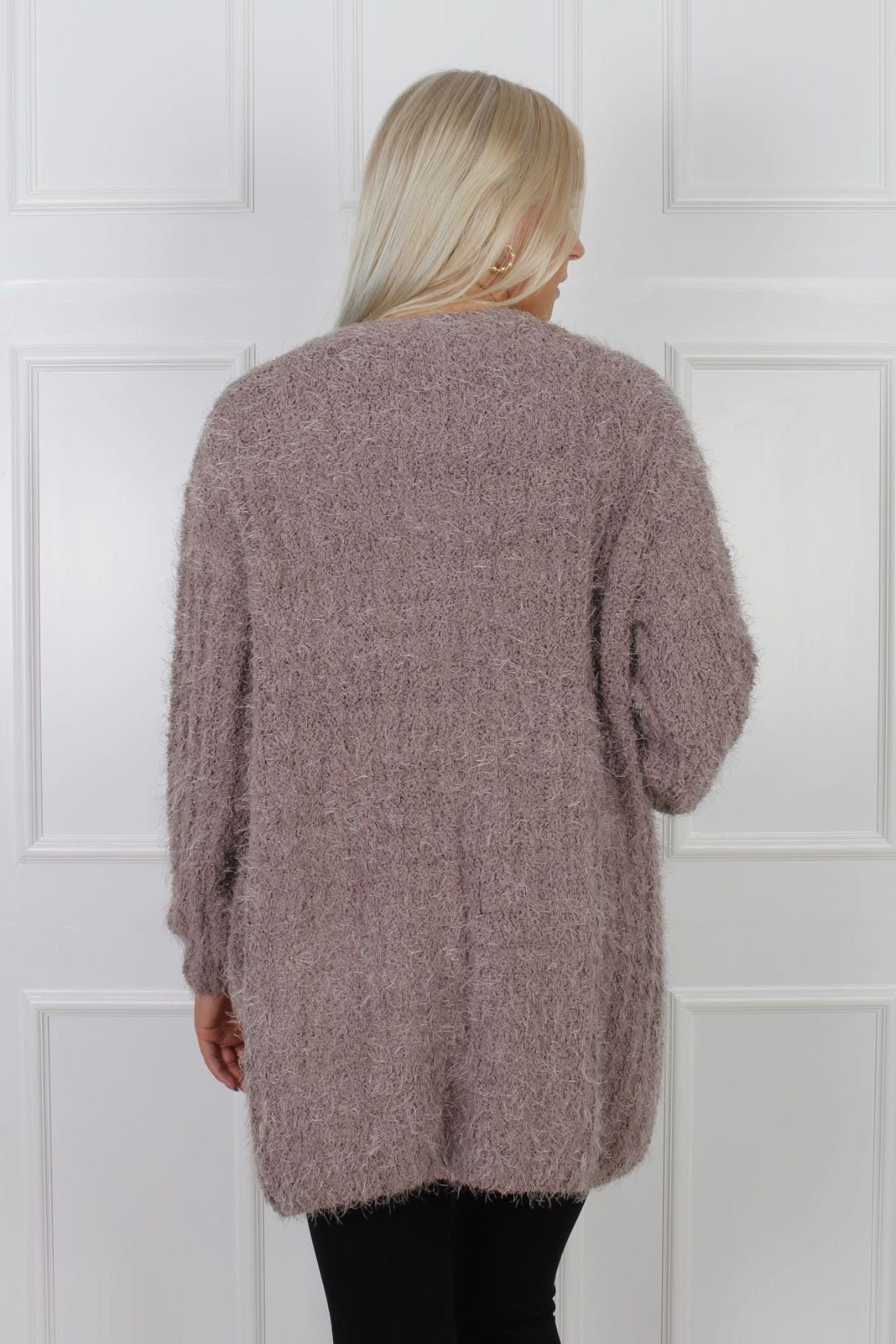 Lurvig cardigan, Taupe