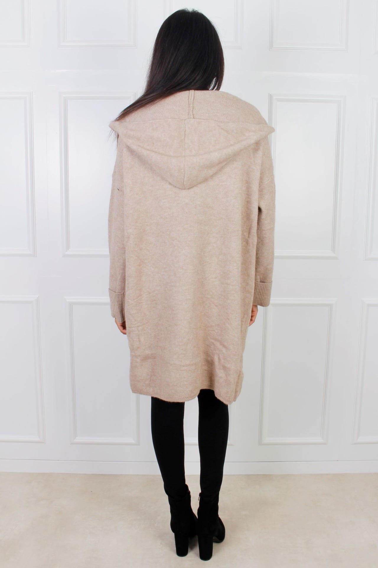 Cardigan m. huva, Taupe