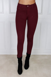 Slim fit med glimmer knapper, wine