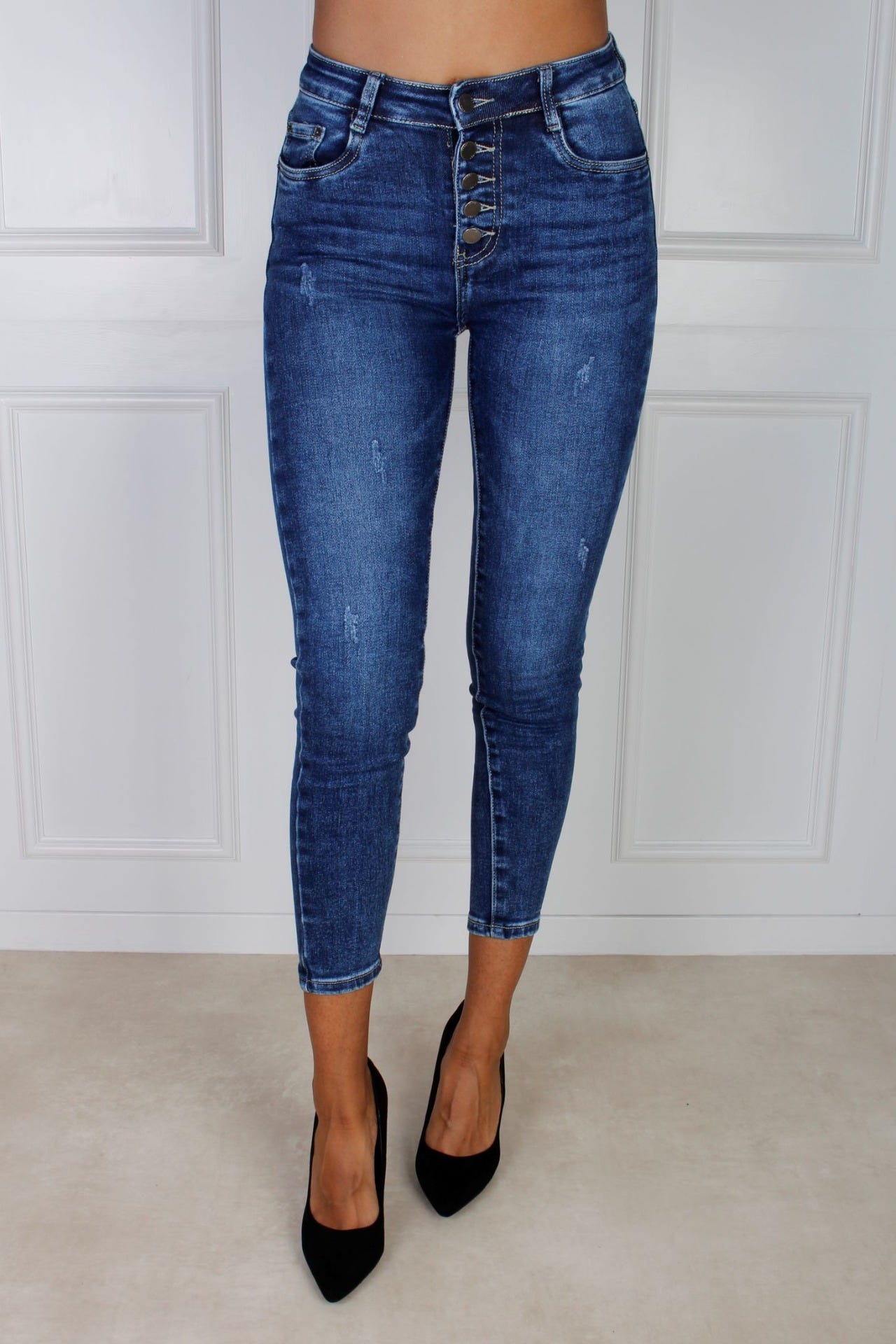 Jeans med knapper, Denim