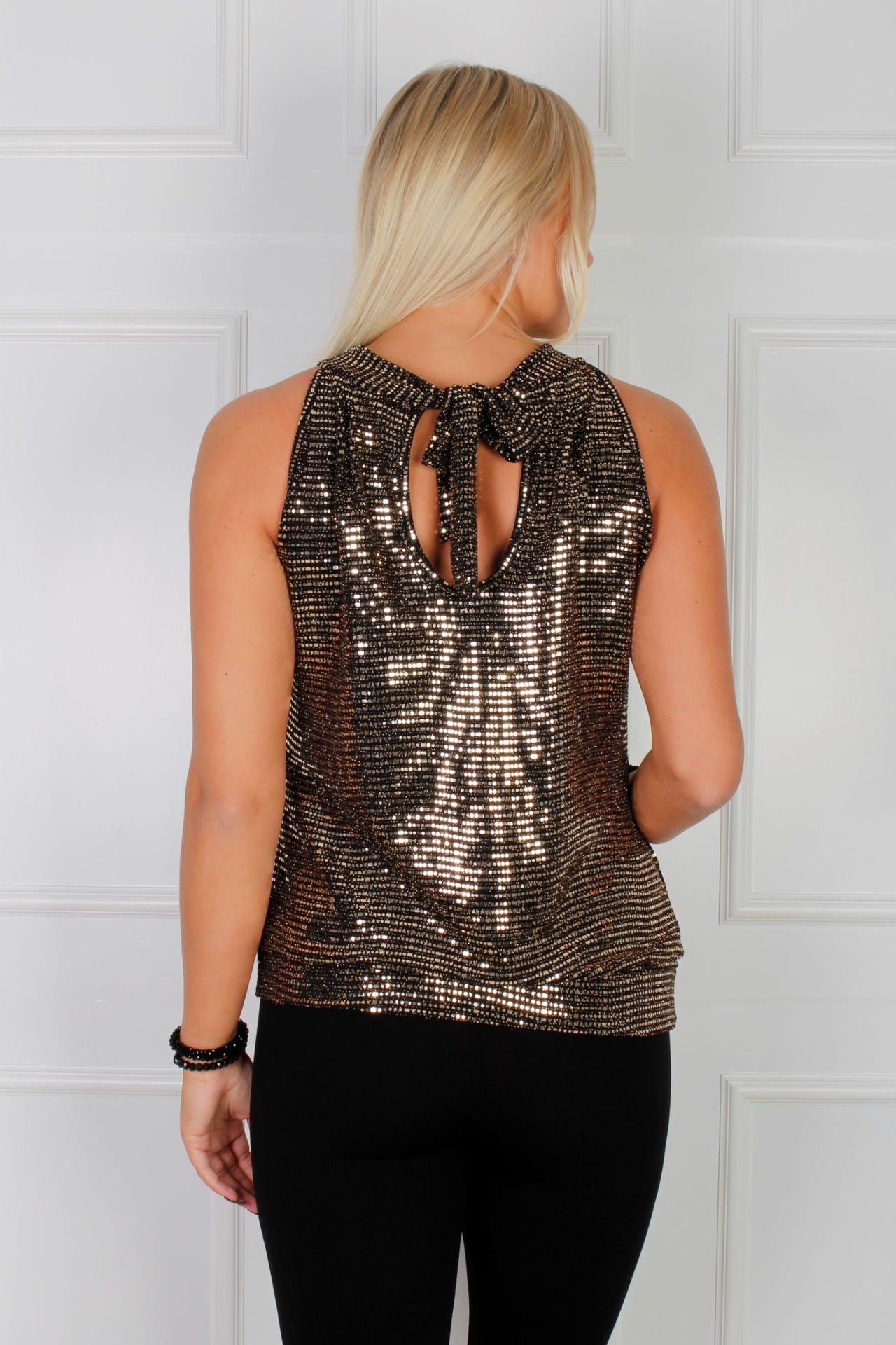 Freja top m. glitter, Guld