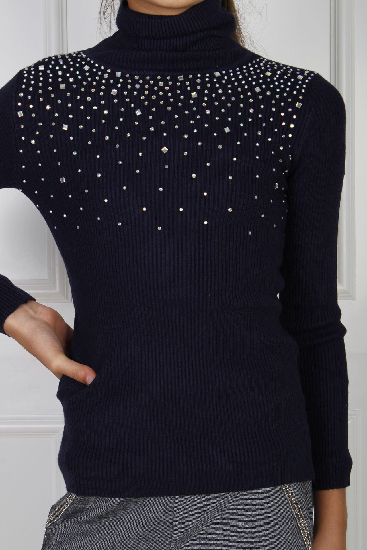 Turtleneck med similisten, navy