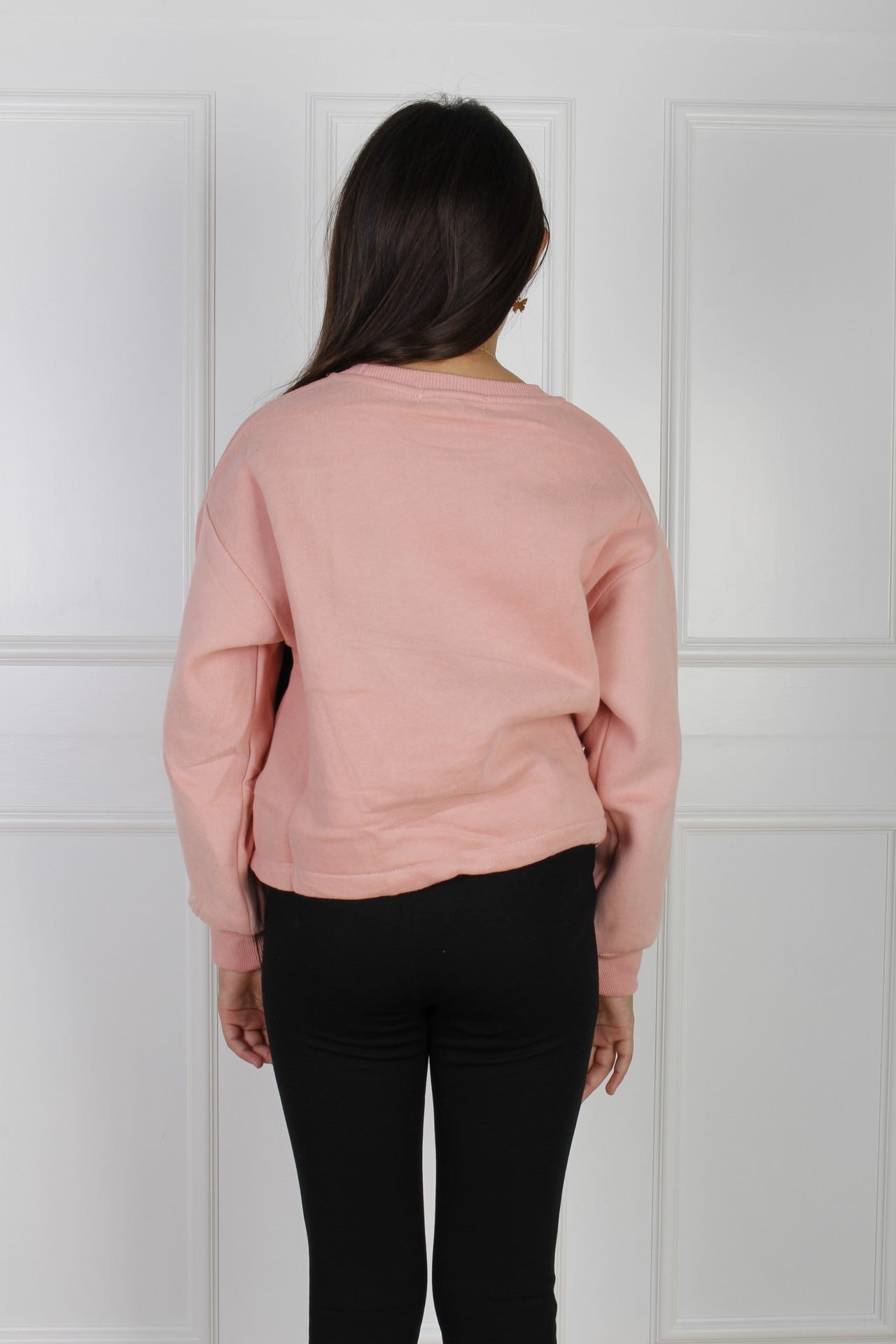 Sweatshirt m. resårdetalj, Rosa