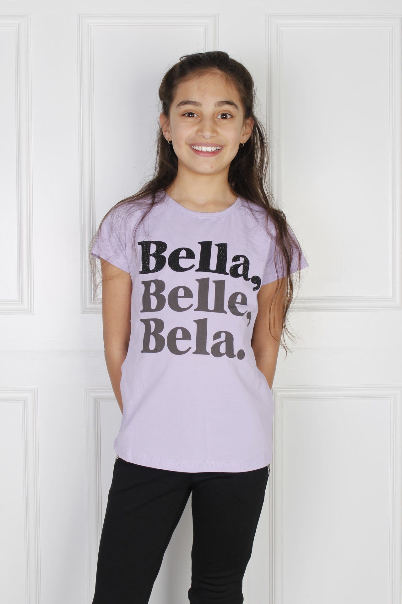 T-shirt m. text, Lila